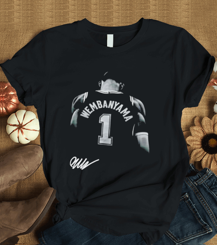Victor Wembanyama San Antonio Spurs NBA Jersey Number 1 Signature T-Shirt