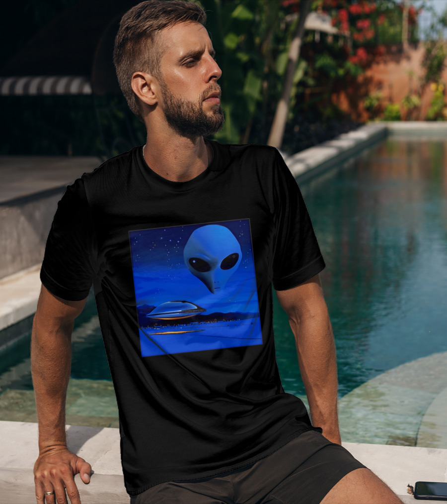 Aline UFO Portrait Night Sky Scene T-Shirt