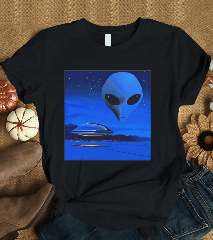 Aline UFO Portrait Night Sky Scene T-Shirt