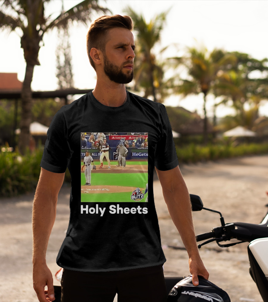 Mason Miller Holy Sheets Blitz Sports MLB HeGets State Farm Waffle Beanie T-Shirt