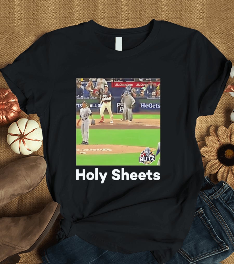 Mason Miller Holy Sheets Blitz Sports MLB HeGets State Farm Waffle Beanie T-Shirt