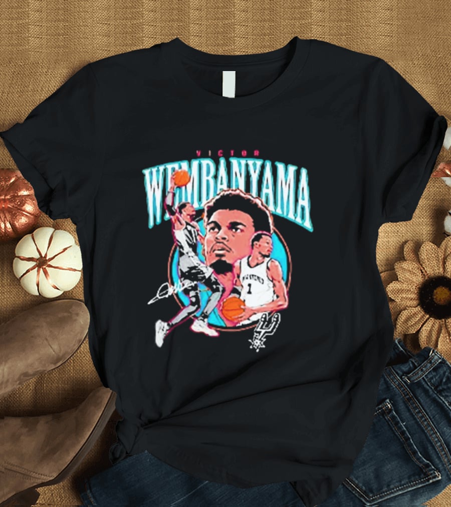 Victor Wembanyama San Antonio Spurs NBA Basketball Player Action Collage T-Shirt