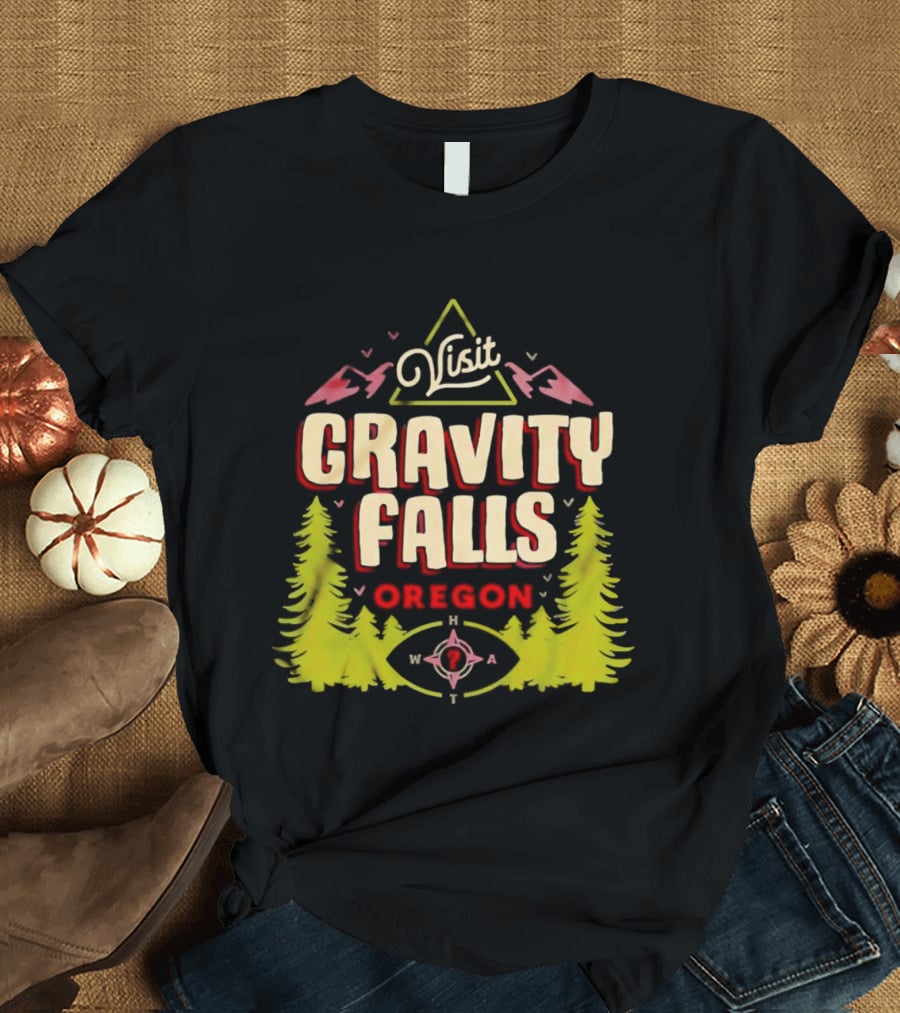 Visit Gravity Falls Oregon Pines Mountains Eye T-Shirt