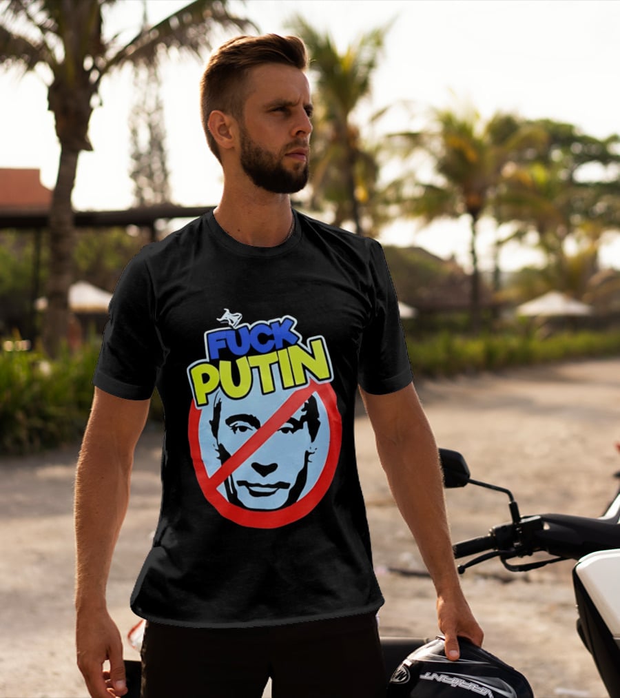 FUCK PUTIN Red Circle Icon With Blue And Yellow T-Shirt