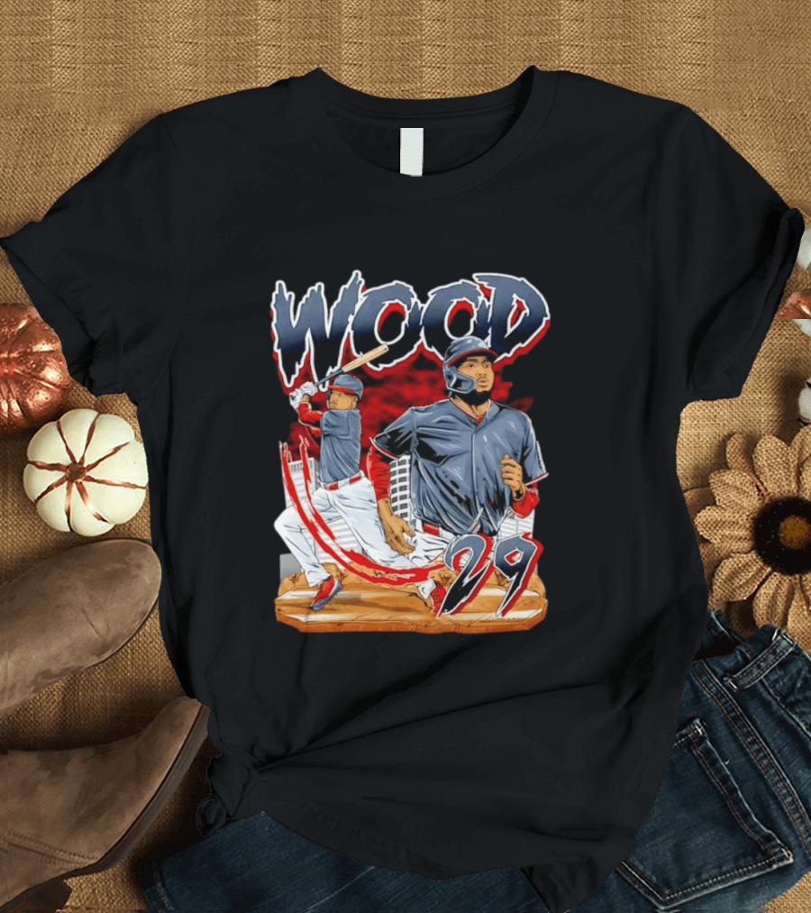 Wood 29 Washington Baseball Player Action T-Shirt