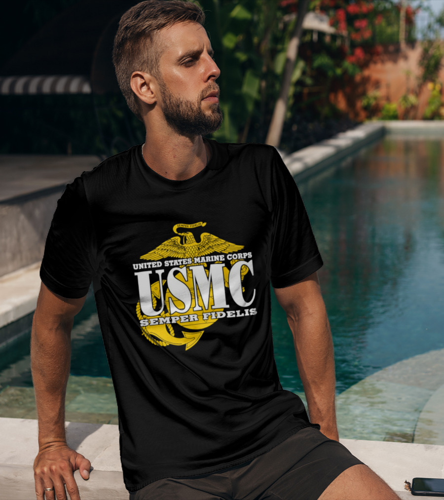 United States Marine Corps USMC Semper Fidelis Eagle Globe Anchor T-Shirt
