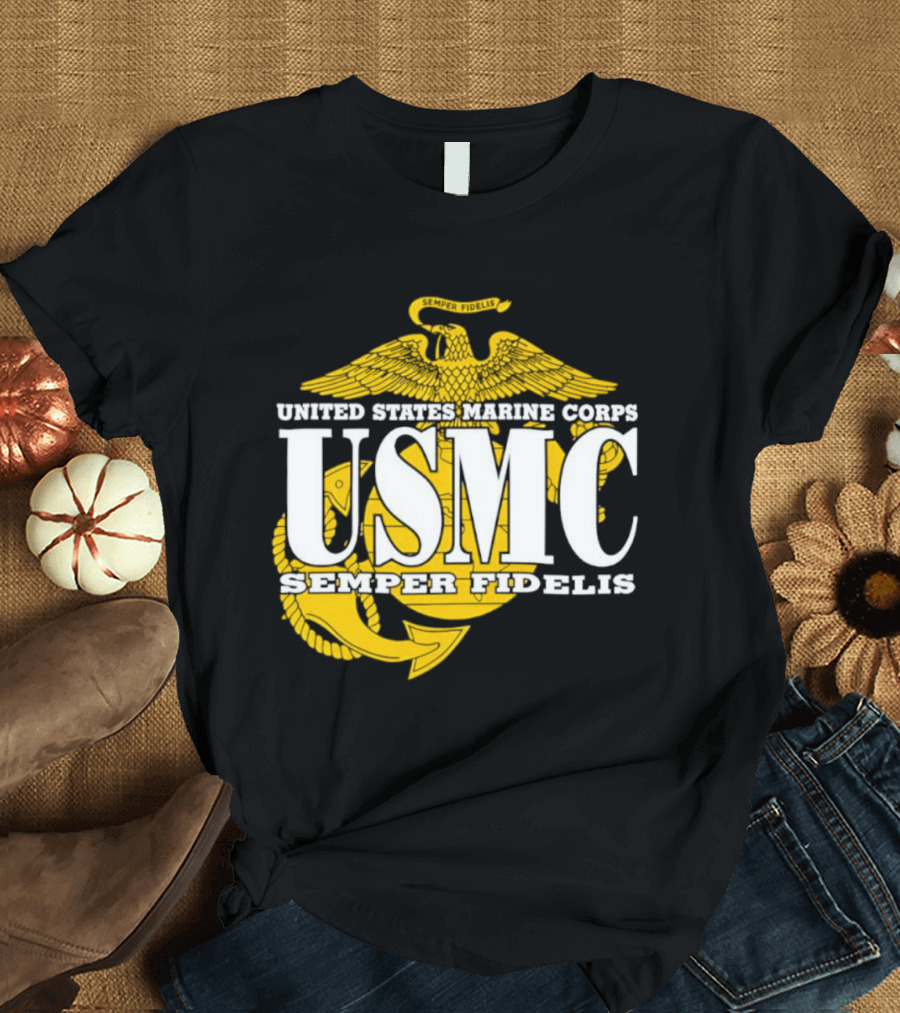 United States Marine Corps USMC Semper Fidelis Eagle Globe Anchor T-Shirt