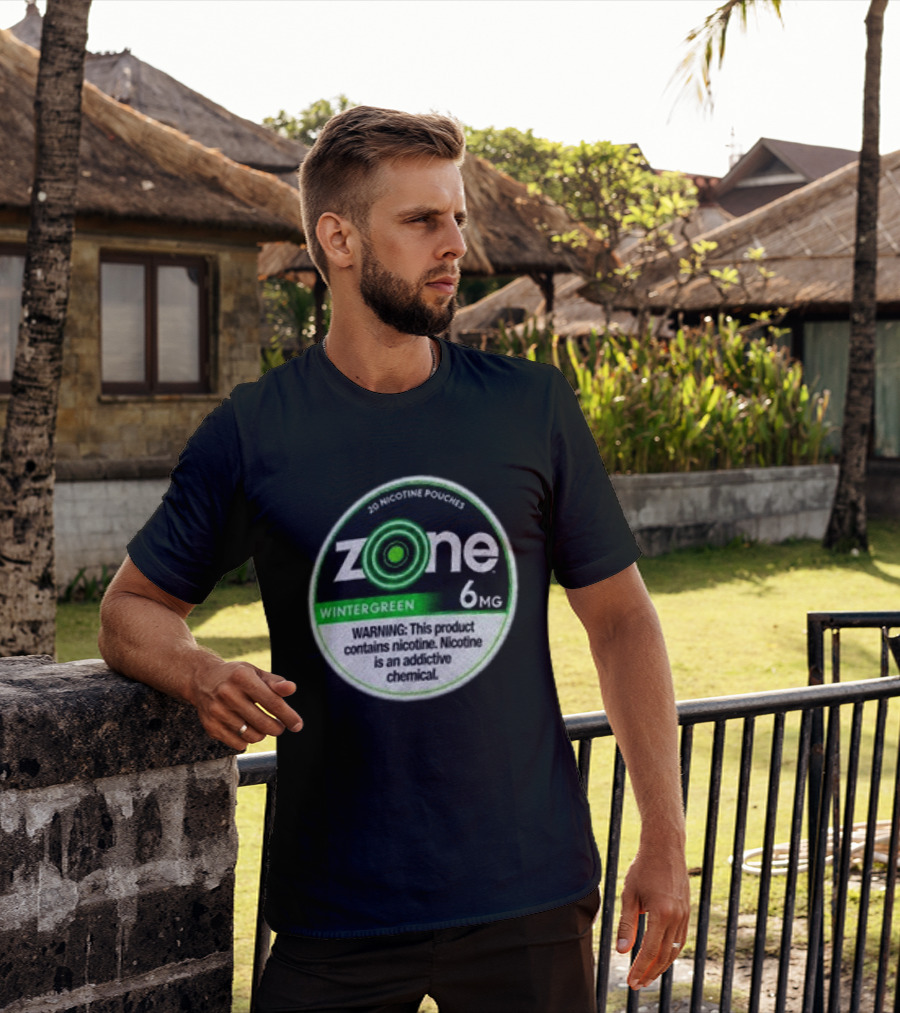 20 Nicotine Pouches Zone Wintergreen 6mg Warning Contains Nicotine T-Shirt