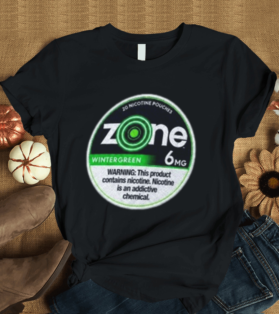 20 Nicotine Pouches Zone Wintergreen 6mg Warning Contains Nicotine T-Shirt