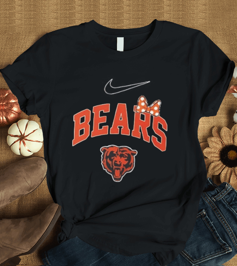 Chicago Bears Boo To You Fa Boo Lous Rugby Minnie Bow 2 Sided T-Shirt
