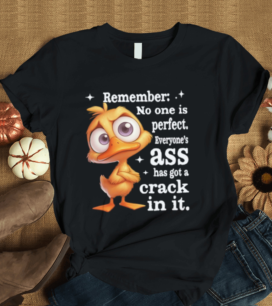 Remember No One Is Perfect Funny Duck Everyone's Ass Has Got A Crack In It T-Shirt