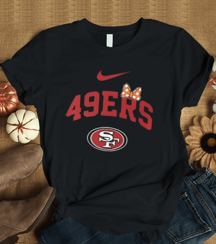 Nike San Francisco 49ers Fa Boo Lous Boos SF Football Bow Halloween T-Shirt