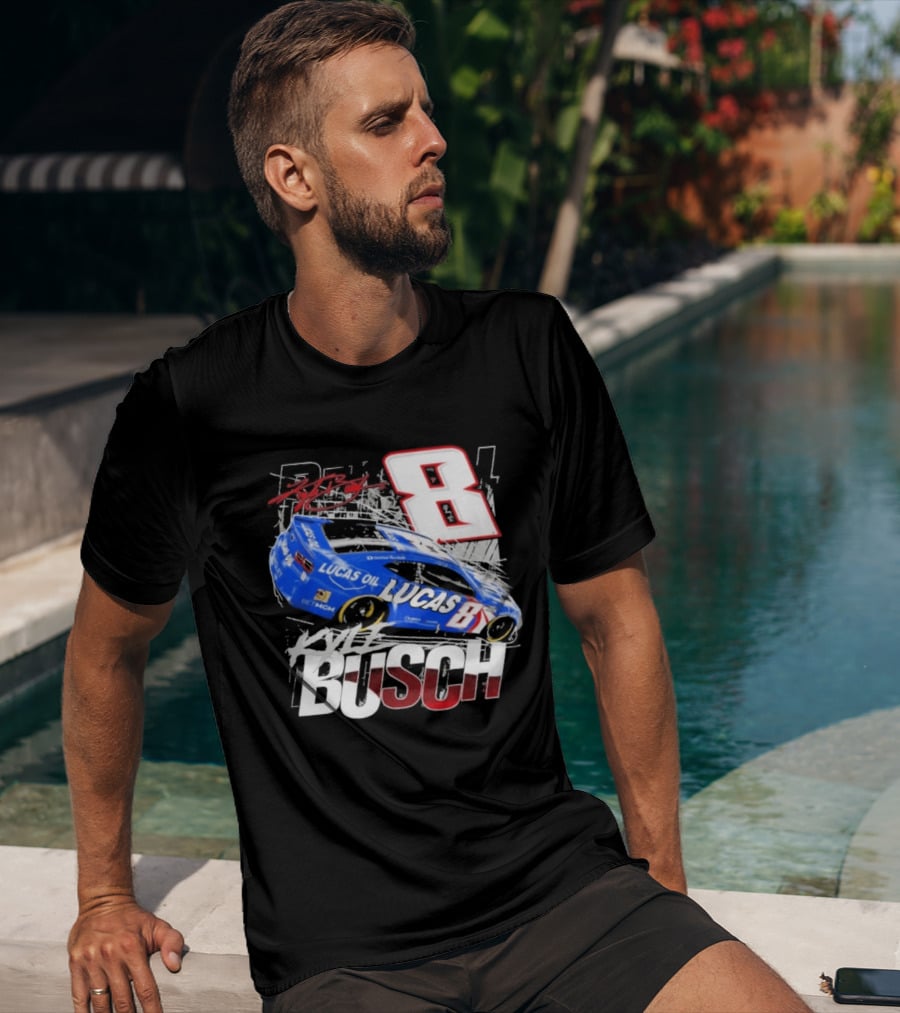 Kyle Busch Lucas Oil #8 Racing Car Red 2 Spot T-Shirt