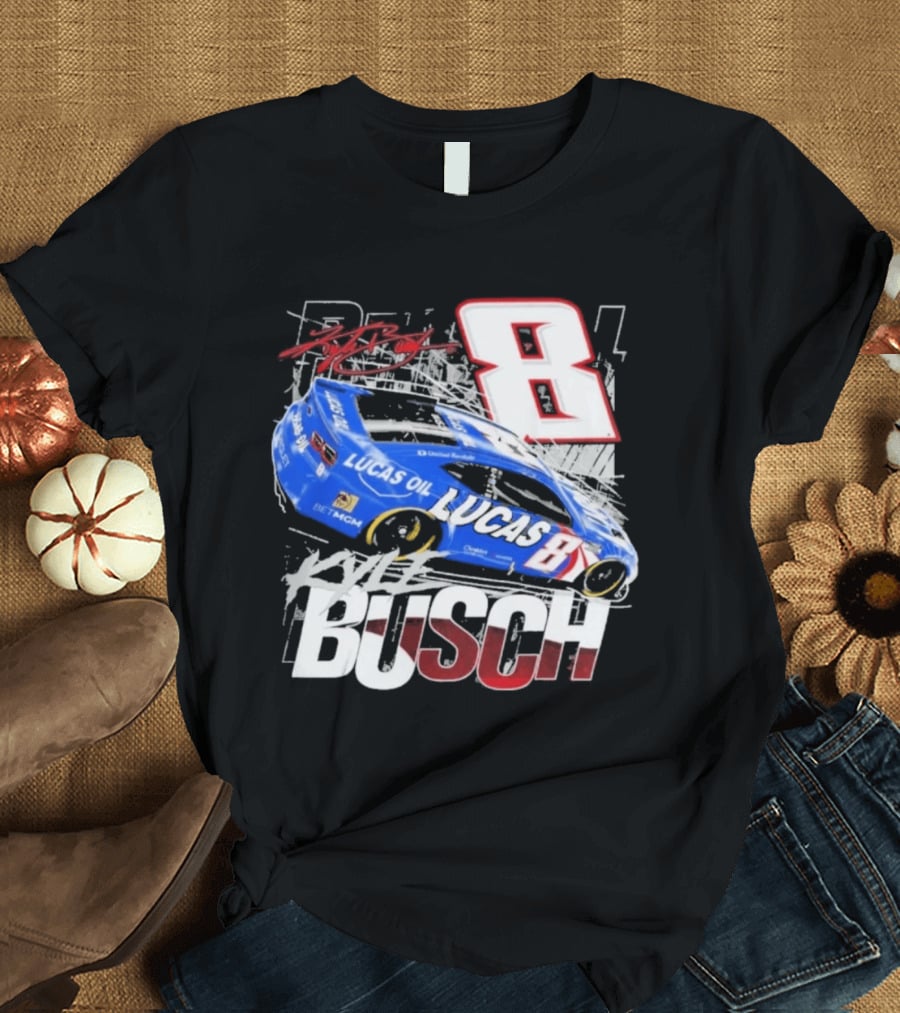 Kyle Busch Lucas Oil #8 Racing Car Red 2 Spot T-Shirt