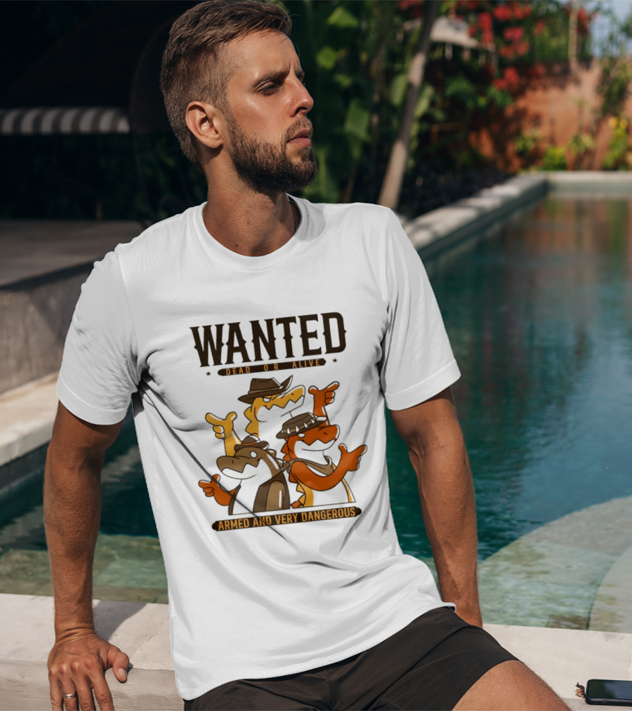 Wanted Dead Or Alive Alligator Cowboy Trio Armed And Very Dangerous T-Shirt