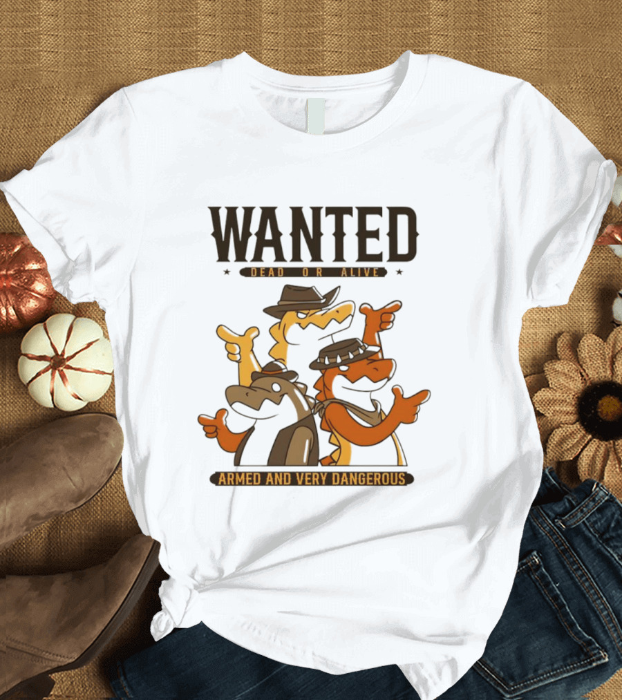 Wanted Dead Or Alive Alligator Cowboy Trio Armed And Very Dangerous T-Shirt