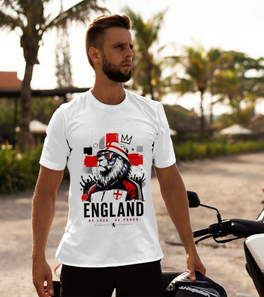 England Be Loud Be Proud Lion With Crown Flag T-Shirt