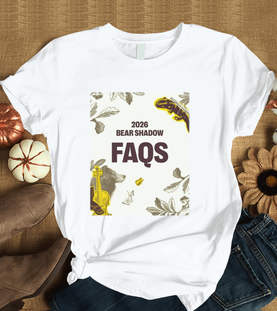 2026 Bear Shadow FAQs Music Festival Forest Animals Instruments T-Shirt