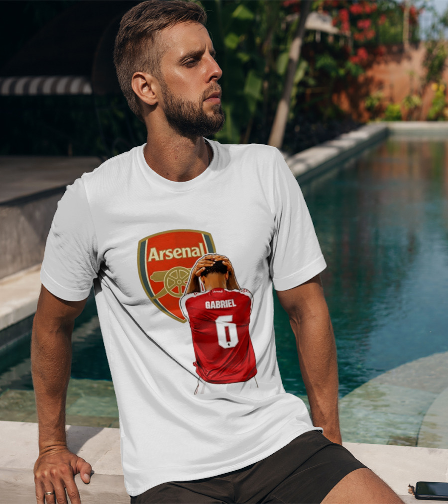 Gabriel Magalhaes Arsenal Jersey Number 6 Premier League T-Shirt