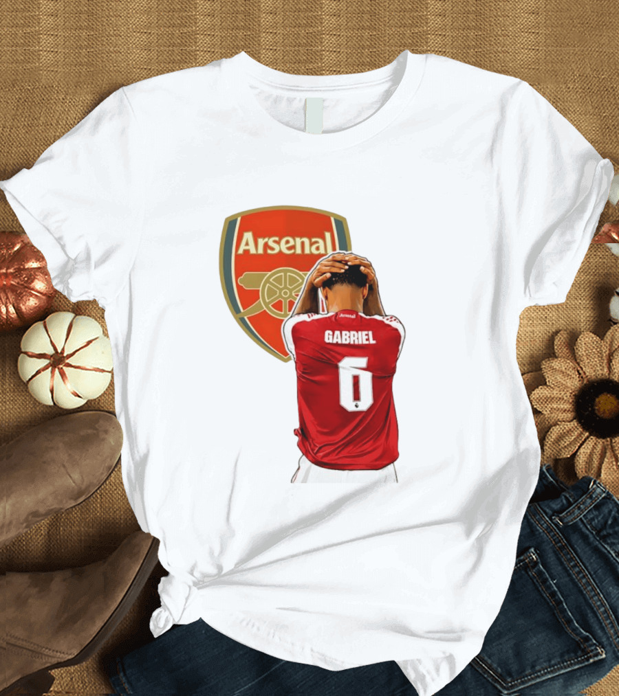 Gabriel Magalhaes Arsenal Jersey Number 6 Premier League T-Shirt