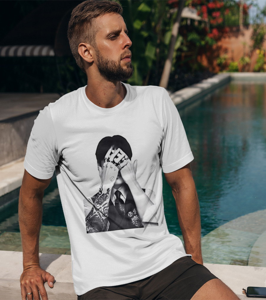 Jungkook BTS Tattoo Hands Rings Black And White Aesthetic T-Shirt