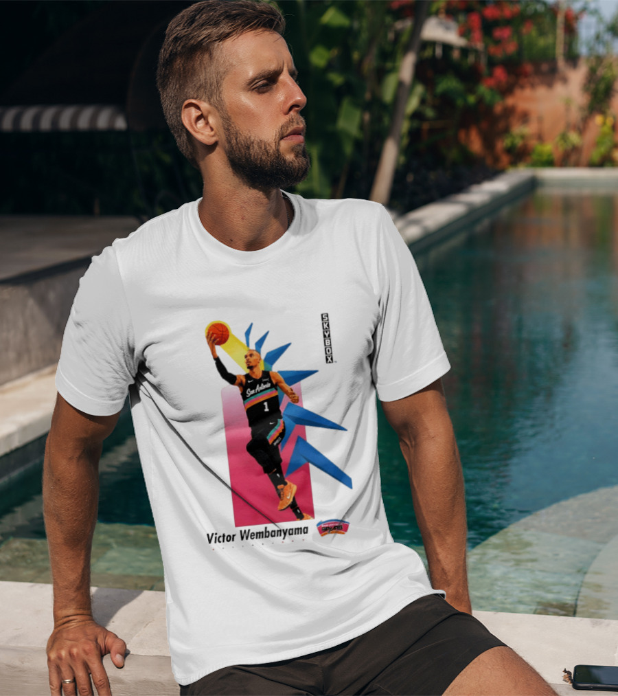 Victor Wembanyama San Antonio Spurs Basketball NBA Skybox 90s Retro Dunking Action T-Shirt