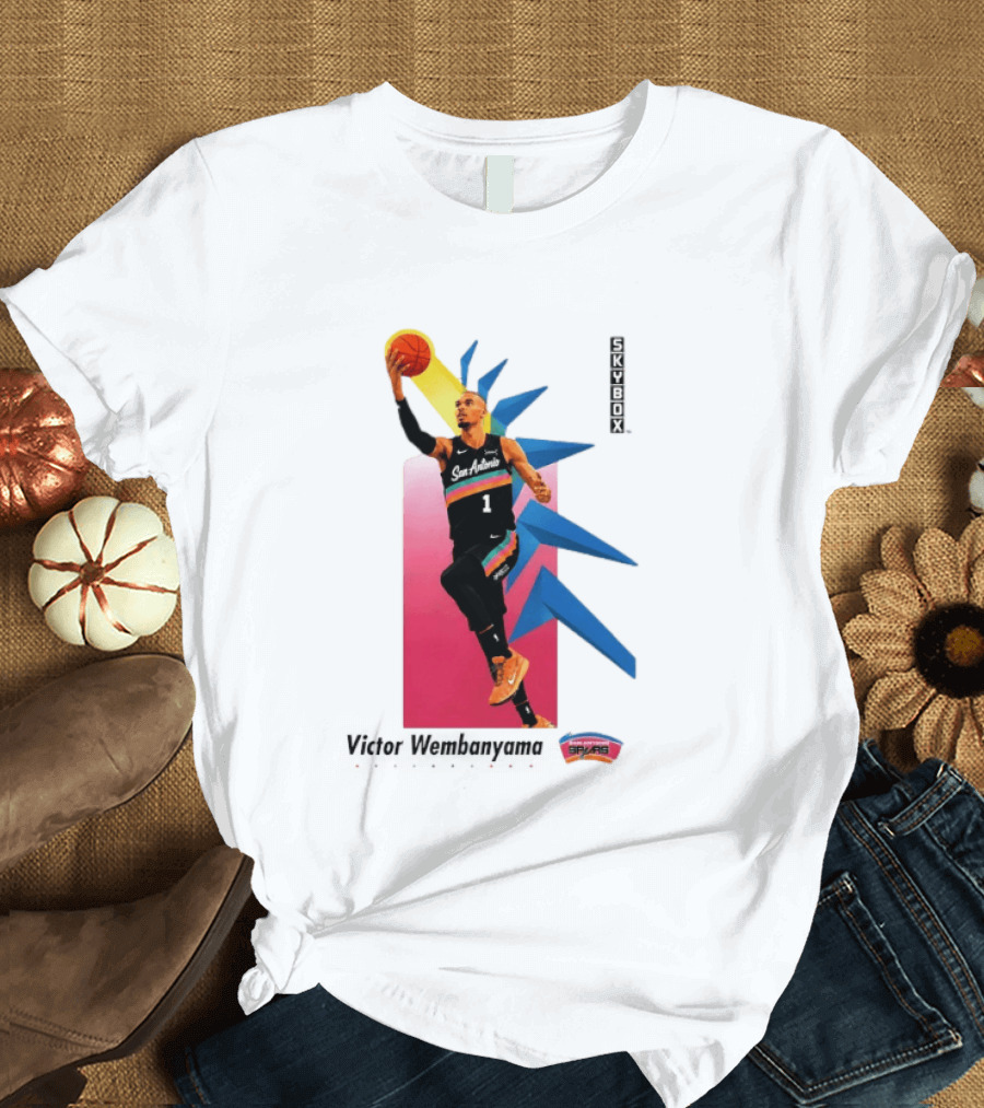 Victor Wembanyama San Antonio Spurs Basketball NBA Skybox 90s Retro Dunking Action T-Shirt
