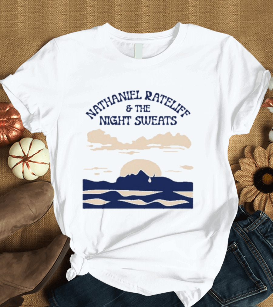 Nathaniel Rateliff & The Night Sweats Sunset Clouds And Mountain River Scene T-Shirt