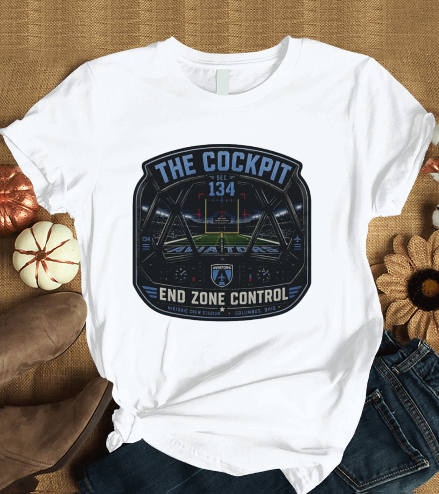 The Cockpit Sec 134 Aviators End Zone Control Historic Crew Stadium Columbus Ohio T-Shirt