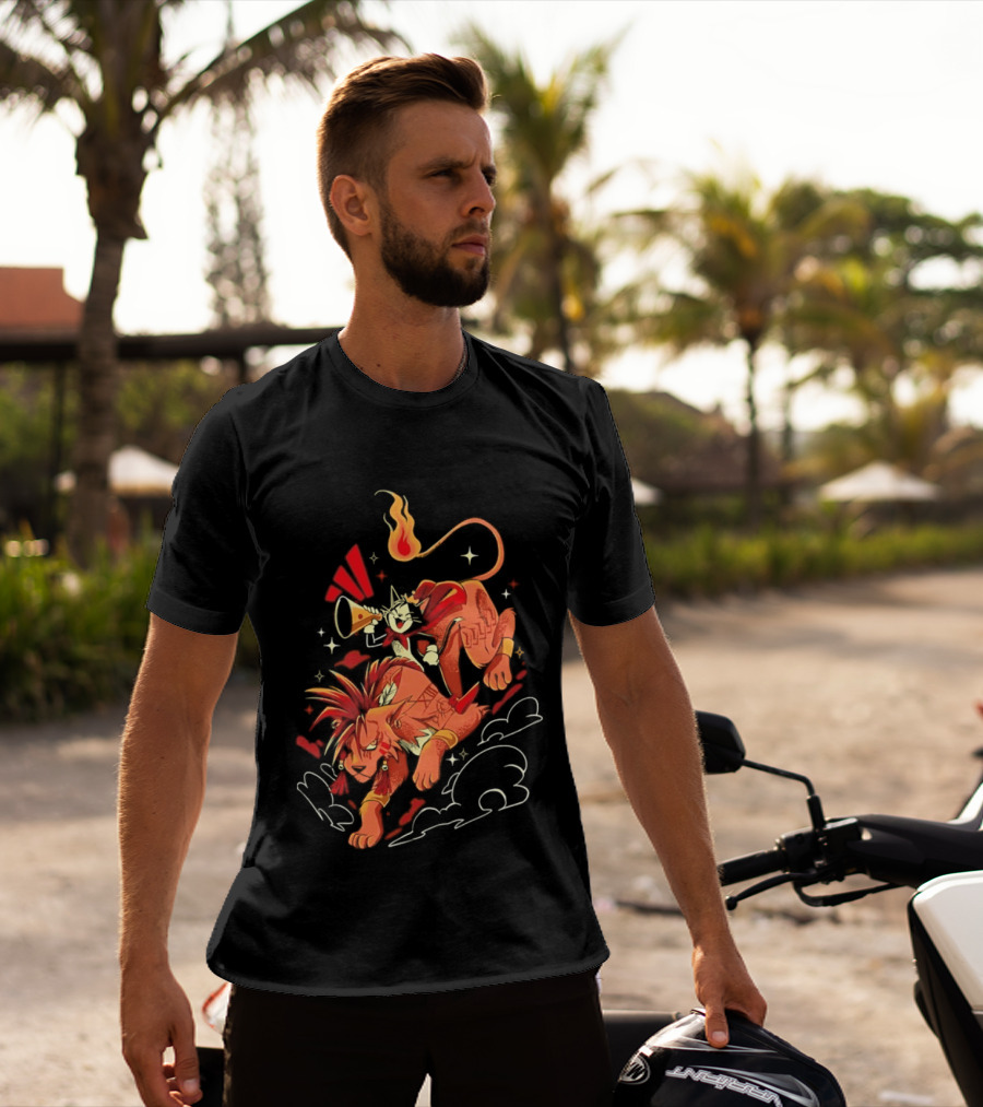 Cait Sith Red XIII Fantasy Adventure Duo Red Rider T-Shirt
