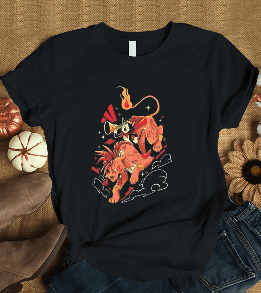 Cait Sith Red XIII Fantasy Adventure Duo Red Rider T-Shirt