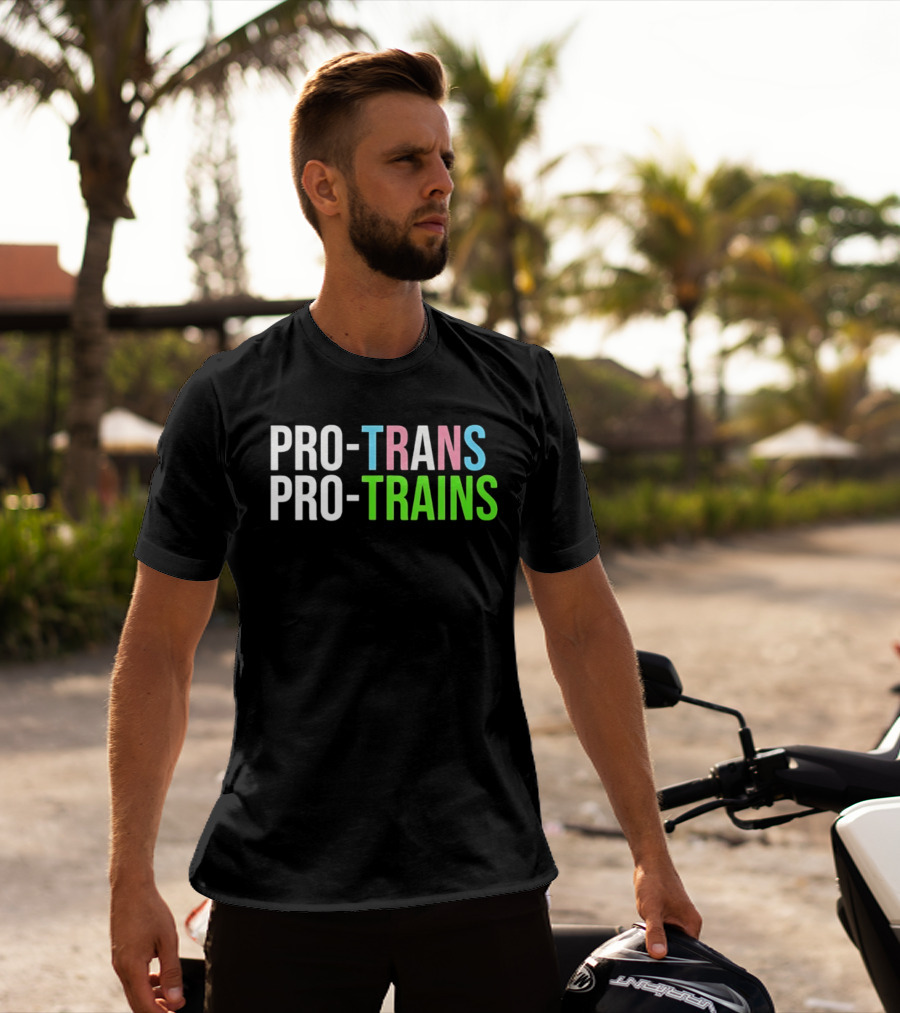 PRO TRANS PRO TRAINS Transgender Ally Public Transport Message T-Shirt