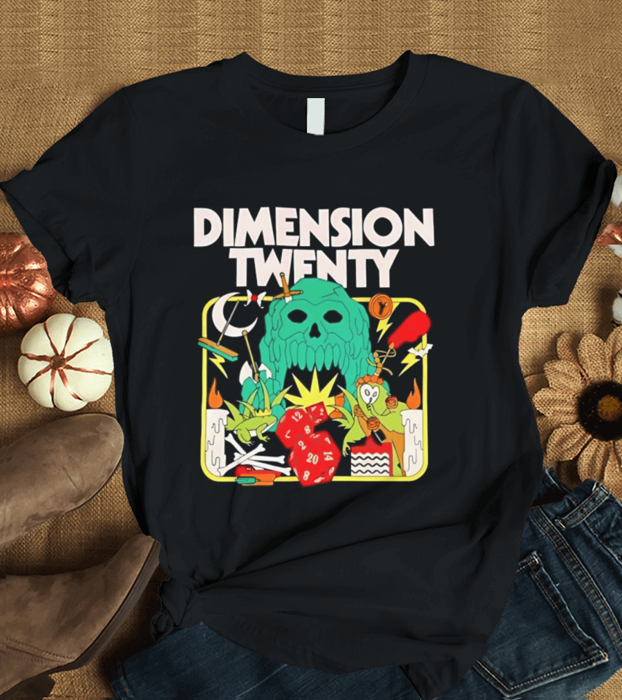 Dimension Twenty RPG Dice Skull Adventure T-Shirt