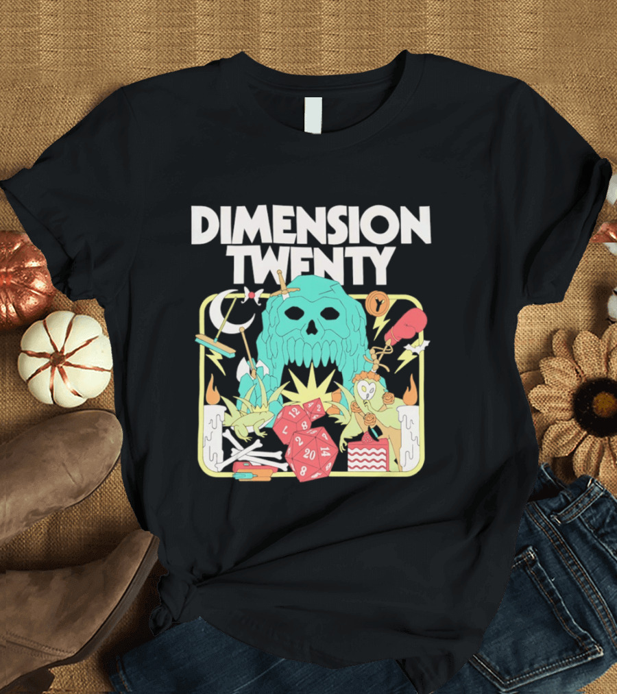 Dimension Twenty Skull Dice Fantasy Adventure T-Shirt