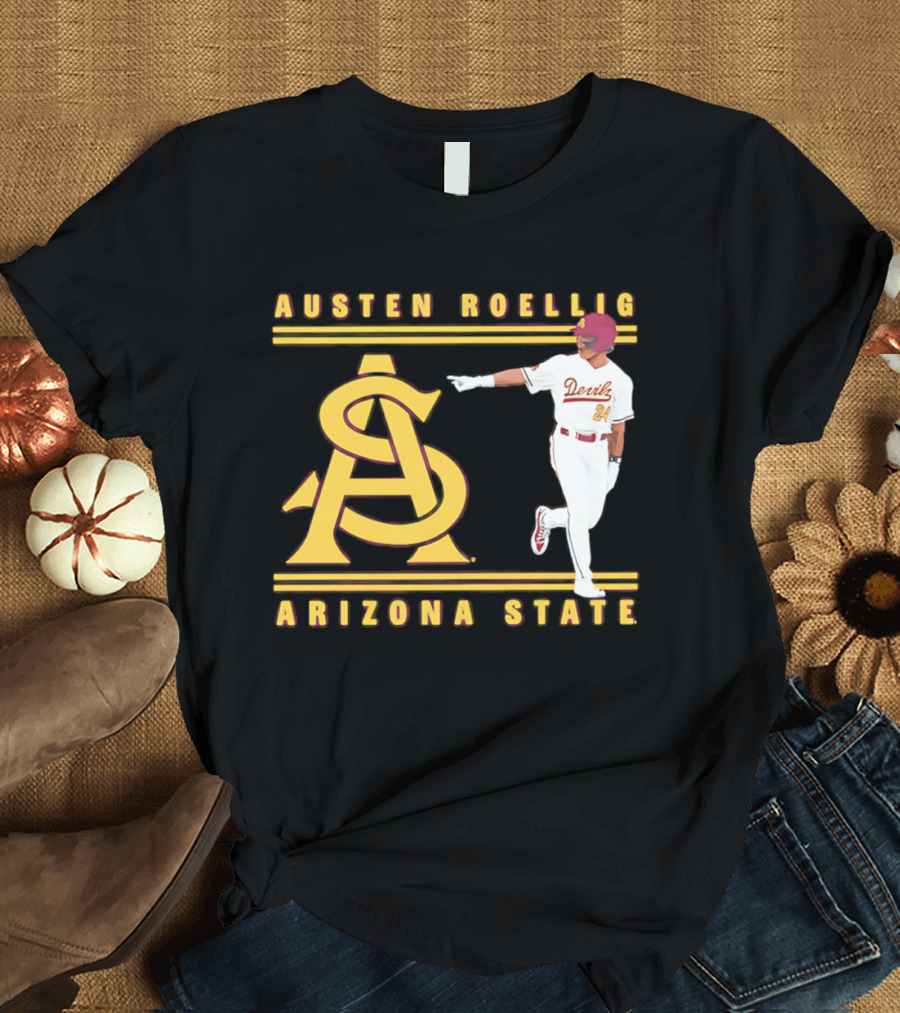 Austen Roellig Arizona State Devils Baseball NCAA Illustrated ASU T-Shirt