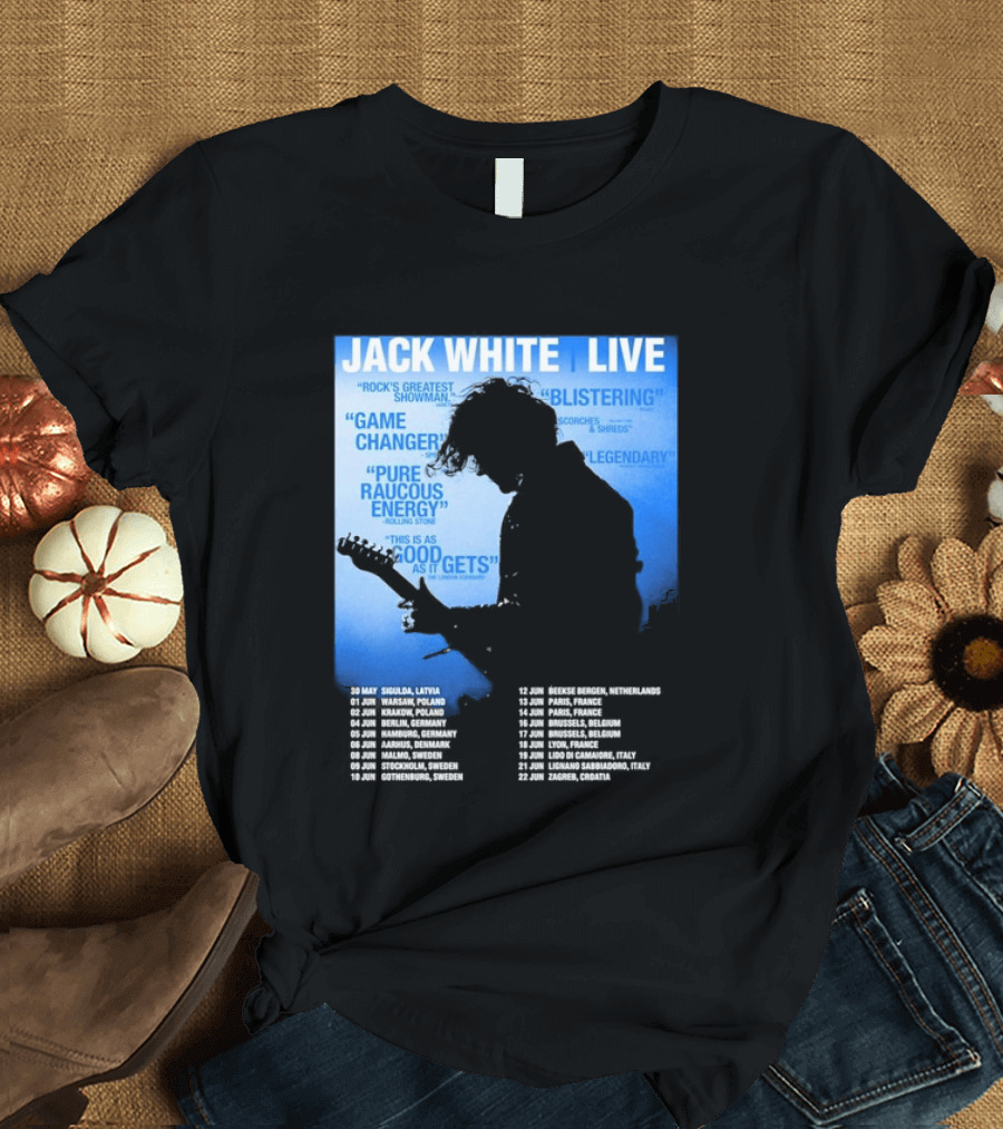 Jack White Live Europe 2026 Tour Dates Schedule Legendary Rock Concert Experience T-Shirt