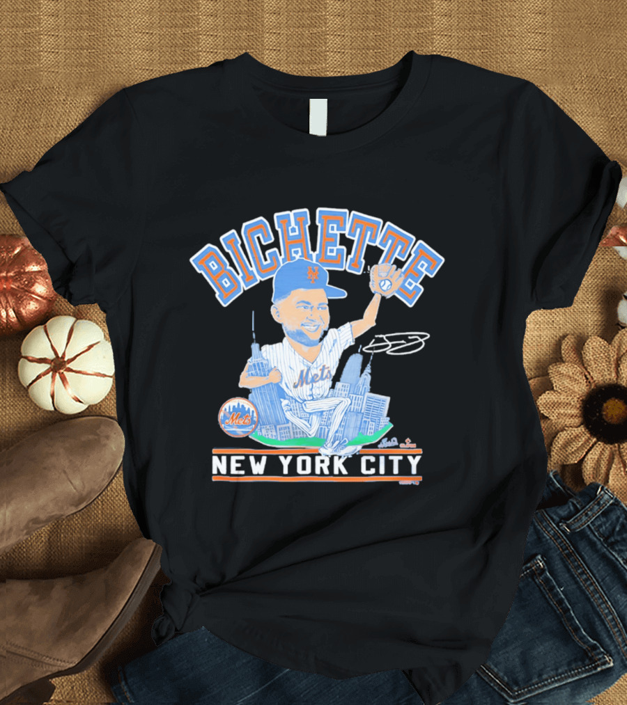 New York Mets Bichette Caricature New York City Tri Blend T-Shirt