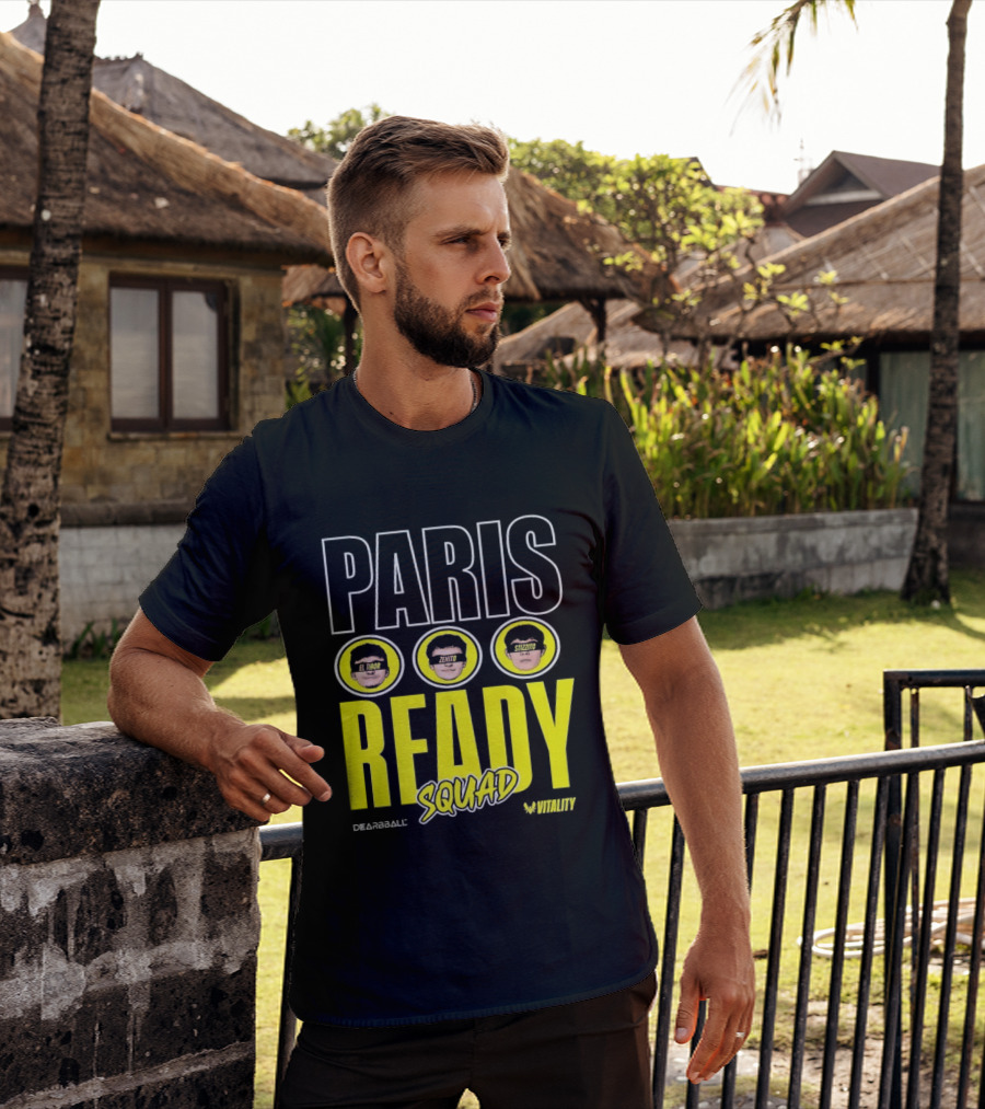 Paris Ready Squad Dearbball Vitality Text Faces T-Shirt