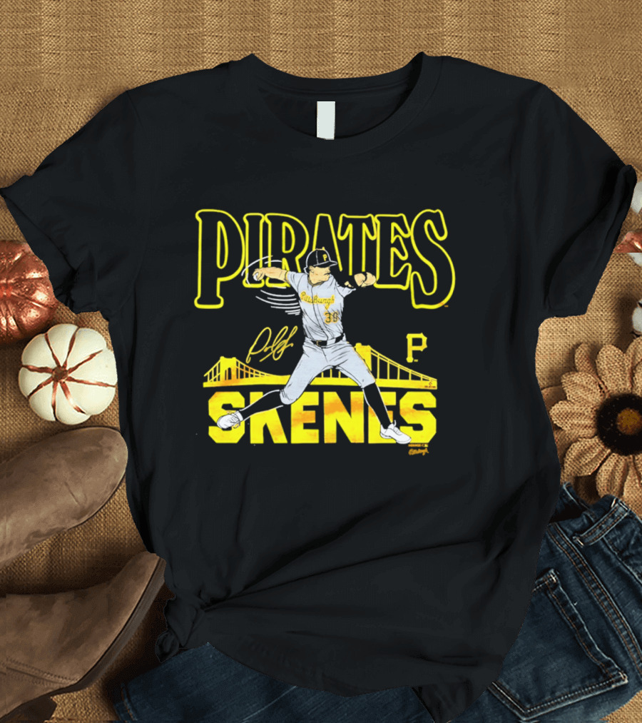 Pittsburgh Pirates Paul Skenes Signature Bridge T-Shirt