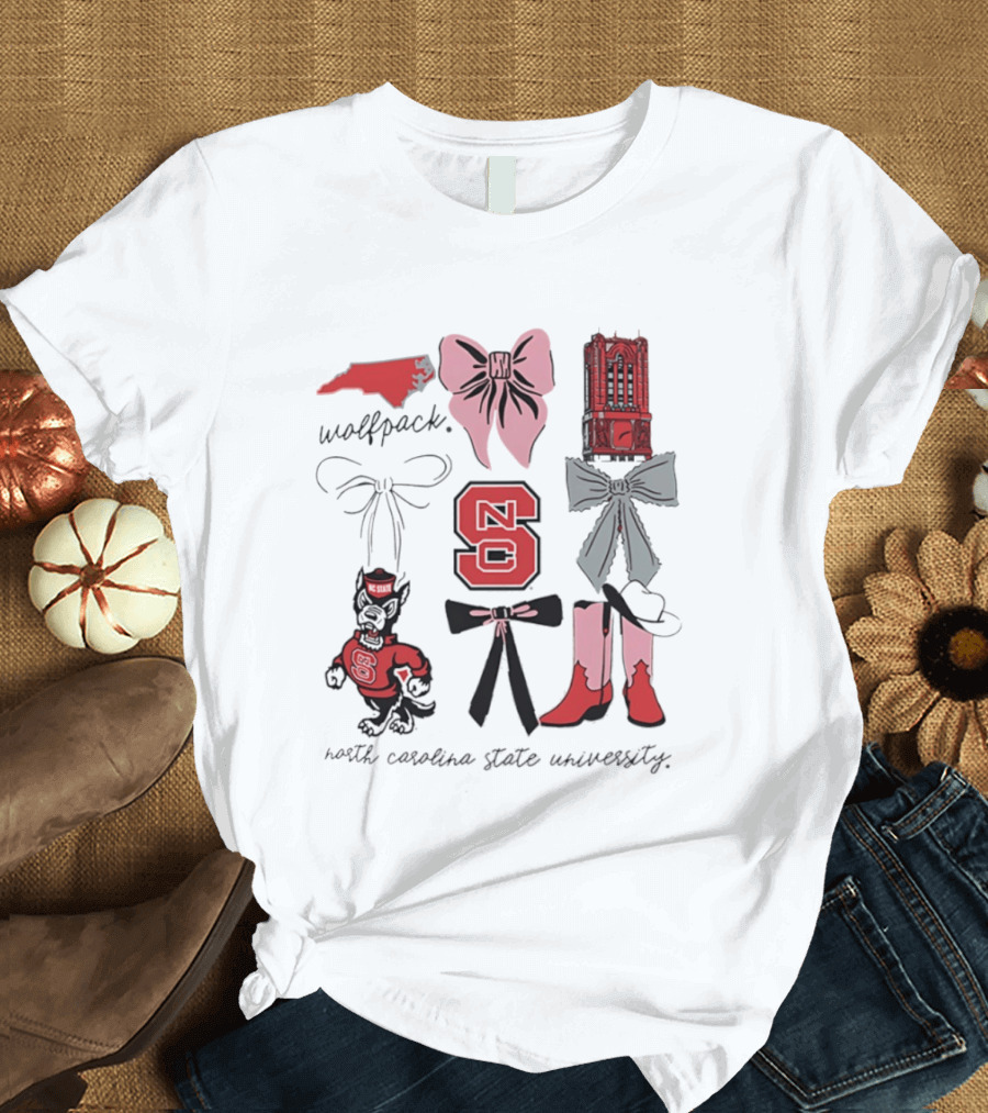NC State Wolfpack Bows Boots North Carolina State University T-Shirt