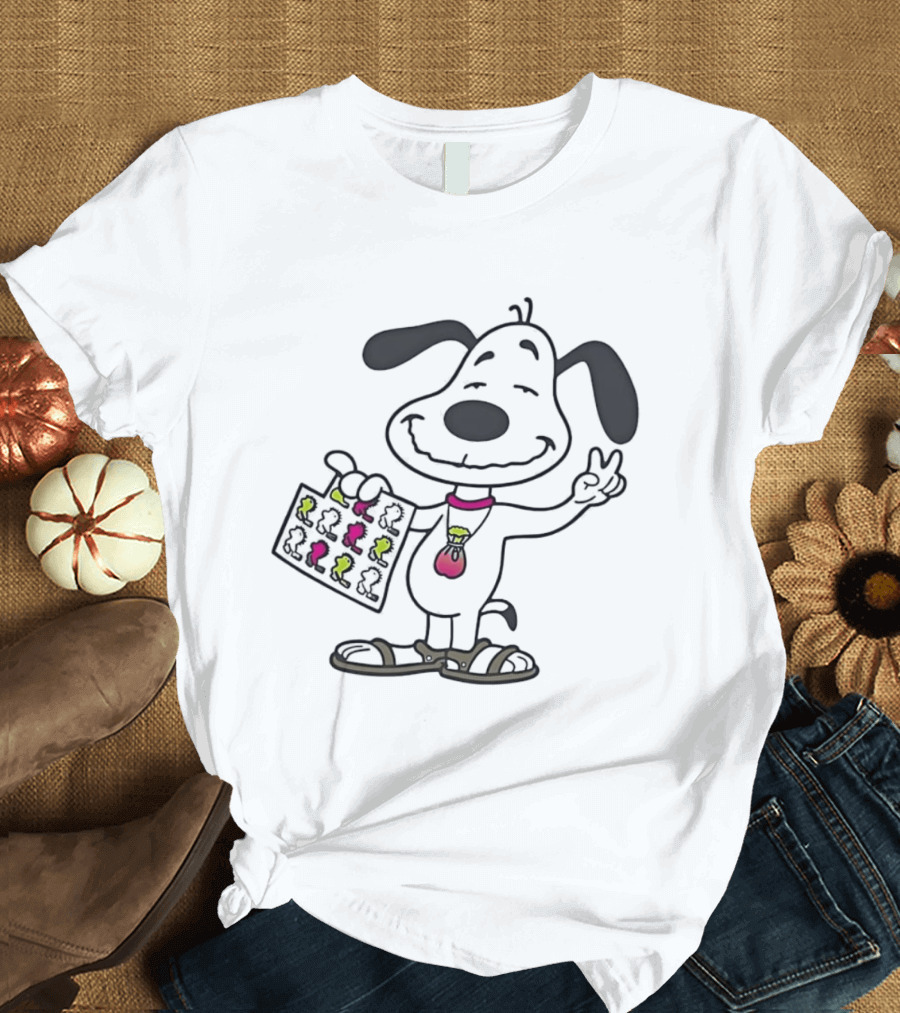 Snoopy Peace Sign Hippie Woodstock Peanuts Pop Culture T-Shirt