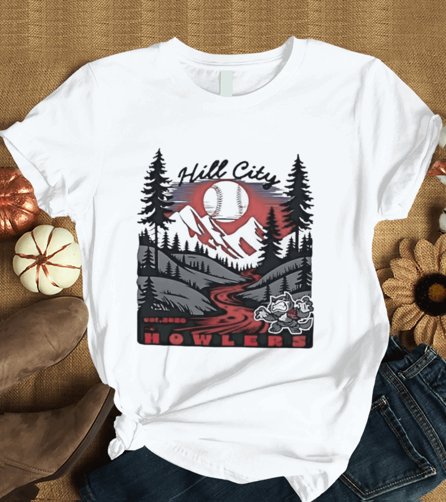 Hill City Howlers Est 2020 Mountain Pine Tree Forest Nature Sports T-Shirt
