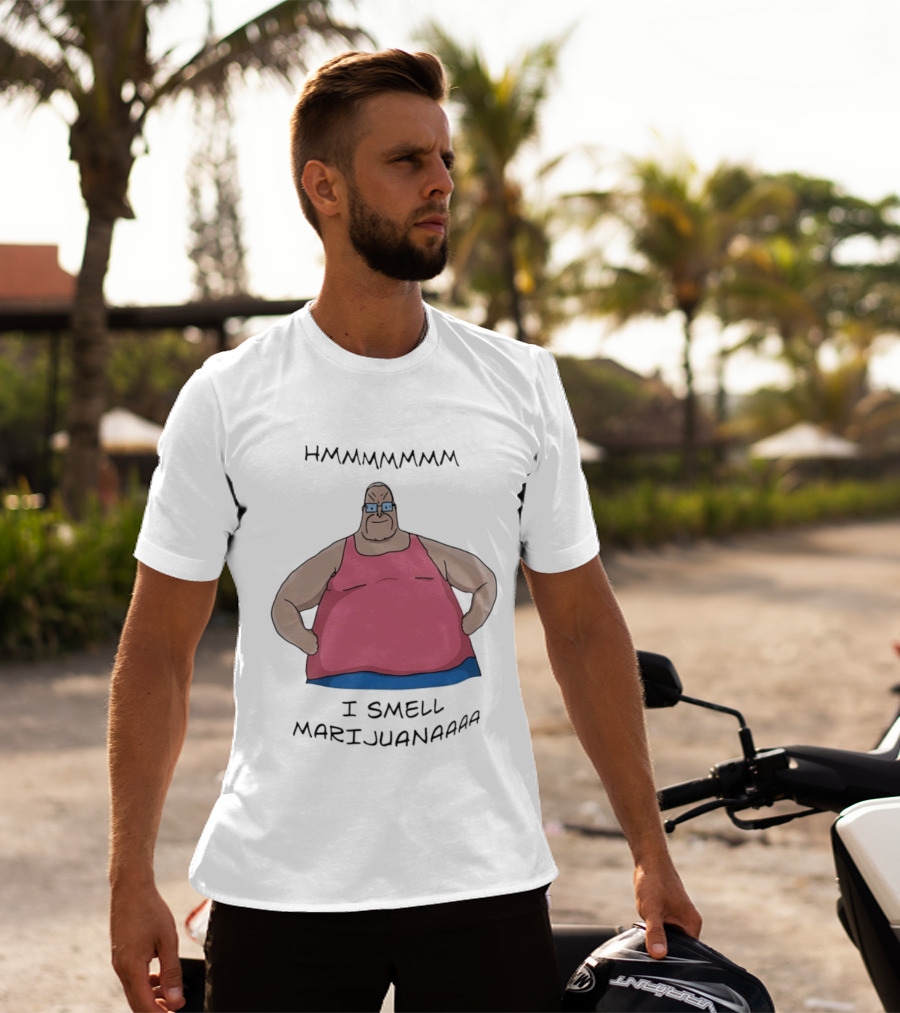 HMMMMMMM I Smell Marijuana Meme Character In Pink T-Shirt