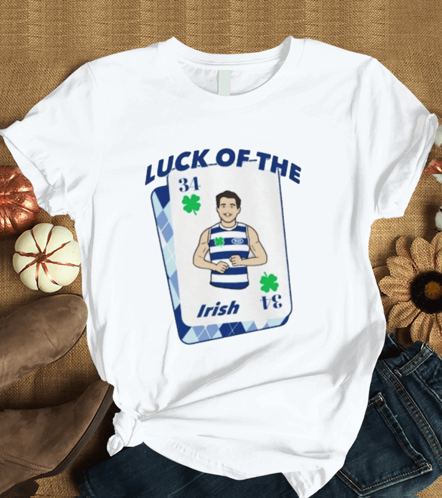 Luck Of The Irish 34 Playing Card Featuring Athletic Character And Shamrocks T-Shirt