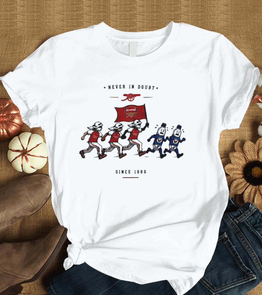 Never In Doubt Since 1886 Arsenal Cartoon Red Flag T-Shirt