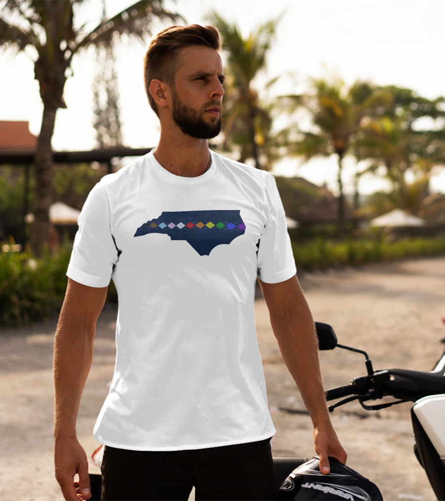 North Carolina Argyle State Map Pattern Inclusivity Message T-Shirt
