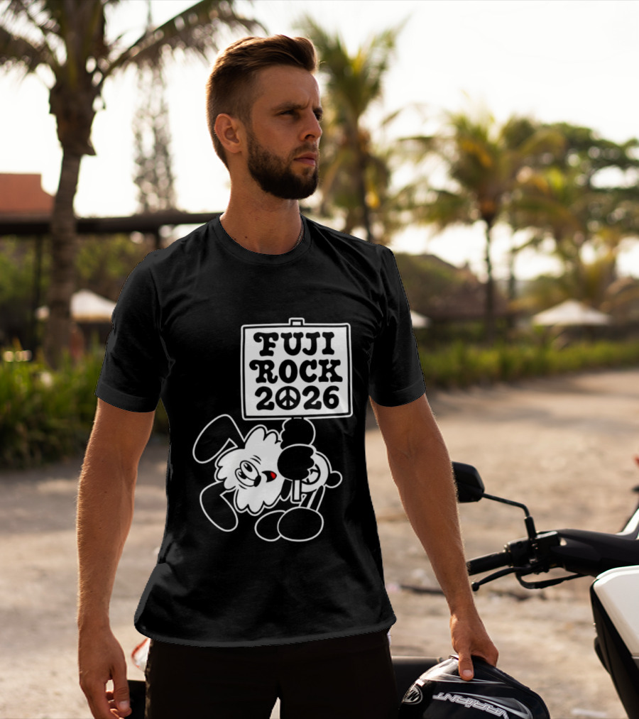 Fuji Rock 2026 Peace Sign Cartoon T-Shirt