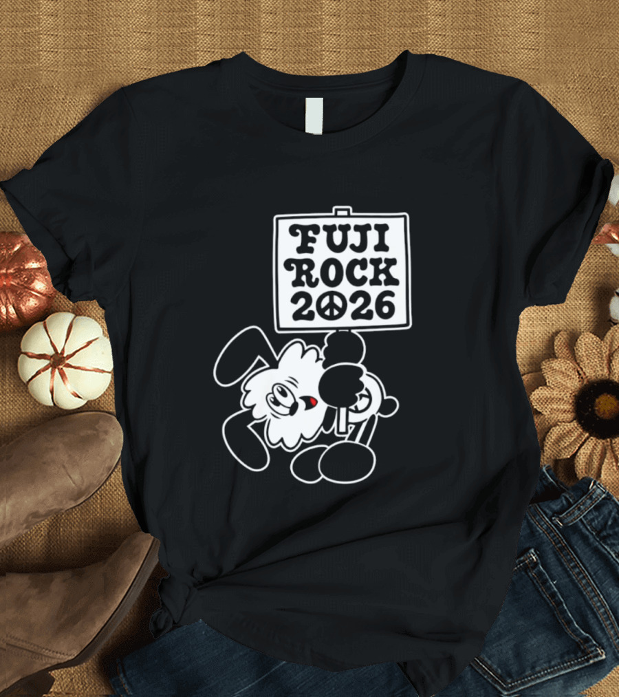 Fuji Rock 2026 Peace Sign Cartoon T-Shirt
