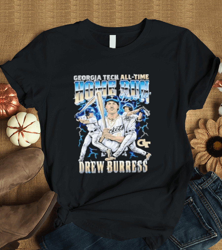Georgia Tech All Time Home Run Drew Burress GT Baseball Players T-Shirt