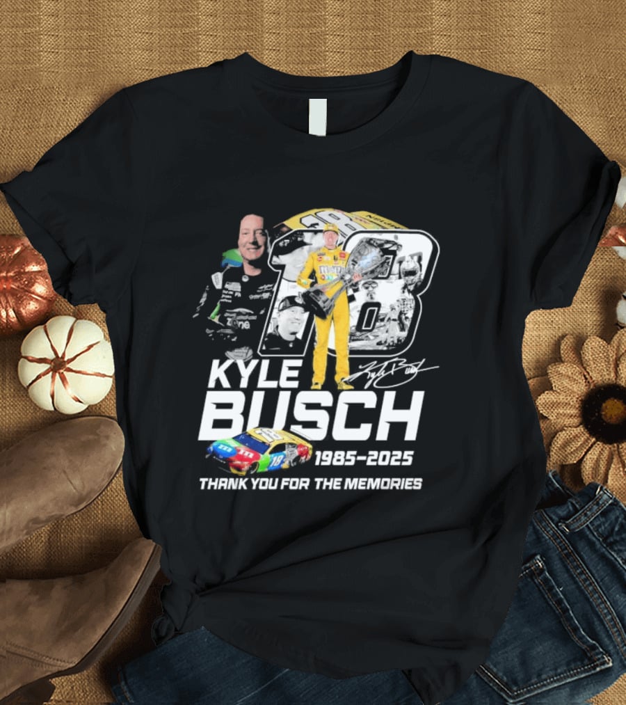 Kyle Busch Racing 1985 2025 Thank You For The Memories 18 Car NASCAR T-Shirt